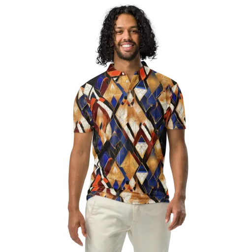 Royal Geometry on a Men's Slim Fit Polo Shirt
