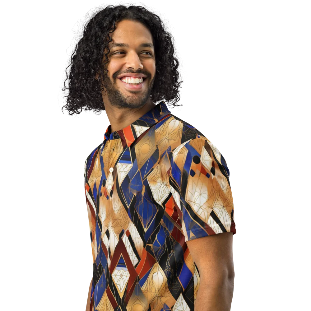 Royal Geometry on Men's Slim Fit Polo Shirt — Left Front
