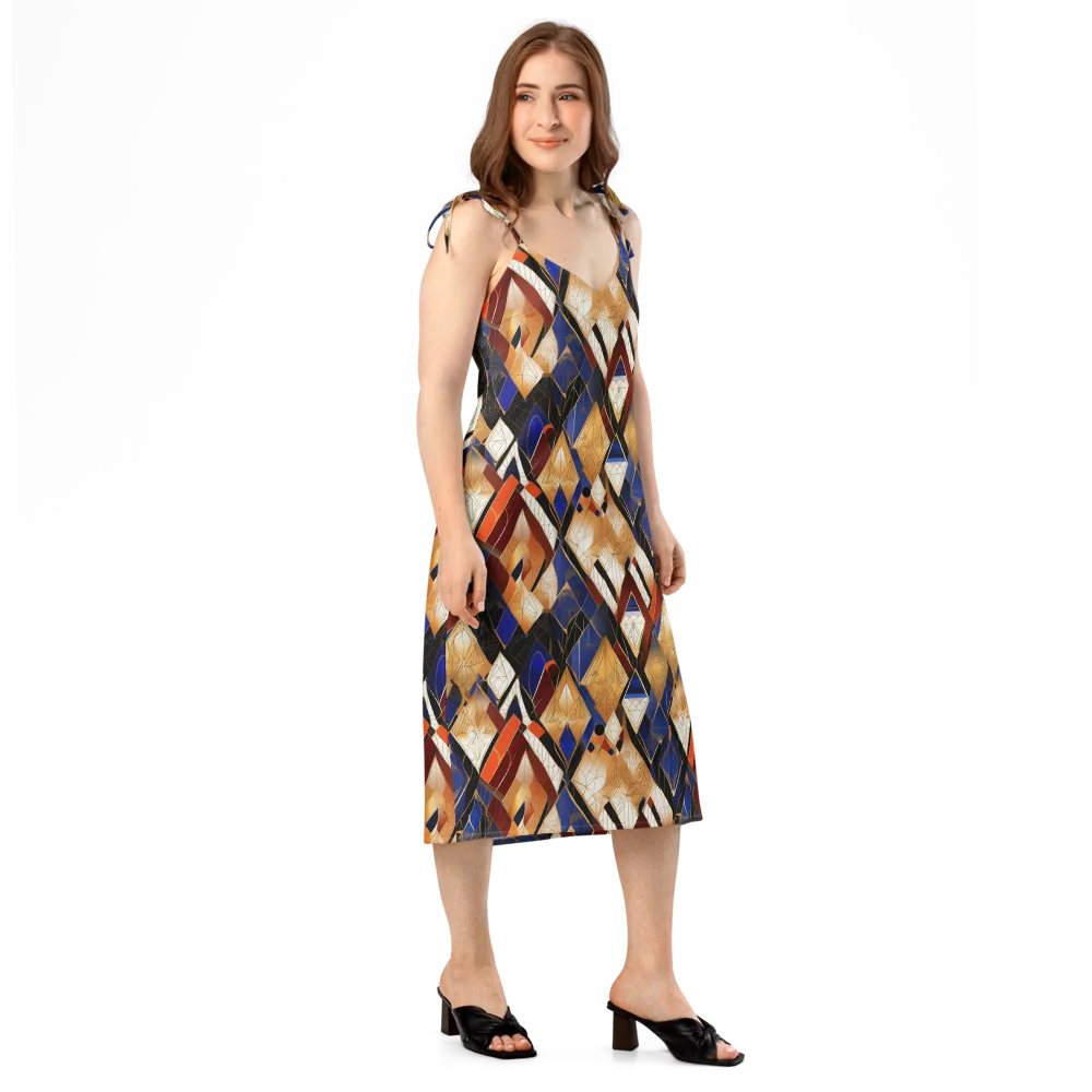 Royal Geometry on Slip Dress — Right Front