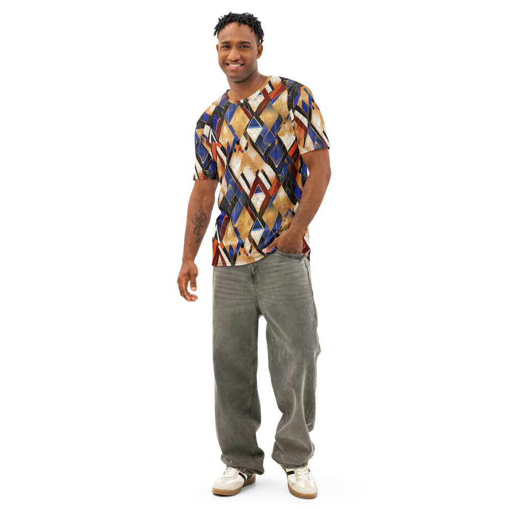 Royal Geometry on Men's Cotton Crew Neck T-Shirt — Front