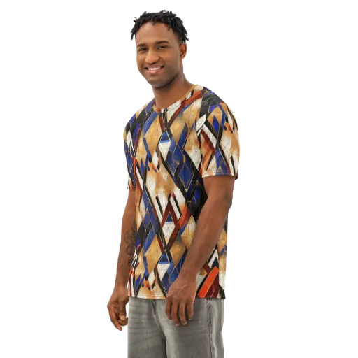 Royal Geometry on a Men's Cotton Crew Neck T-Shirt