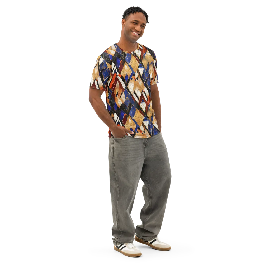 Royal Geometry on Men's Cotton Crew Neck T-Shirt — Right Front