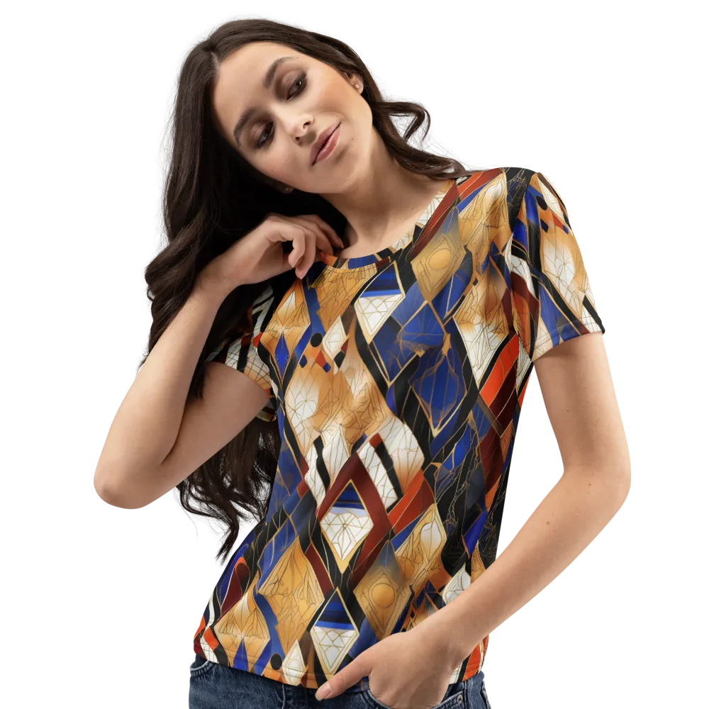 Royal Geometry on Women's Crew Neck T-Shirt — Left Front