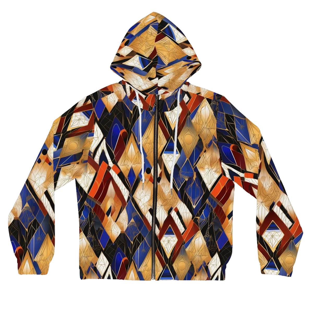 Royal Geometry on Women's Full-Zip Hoodie — Front