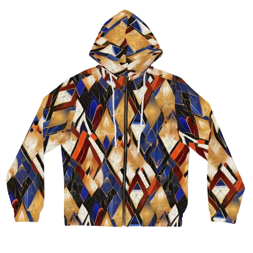 Royal Geometry on a Women's Full-Zip Hoodie