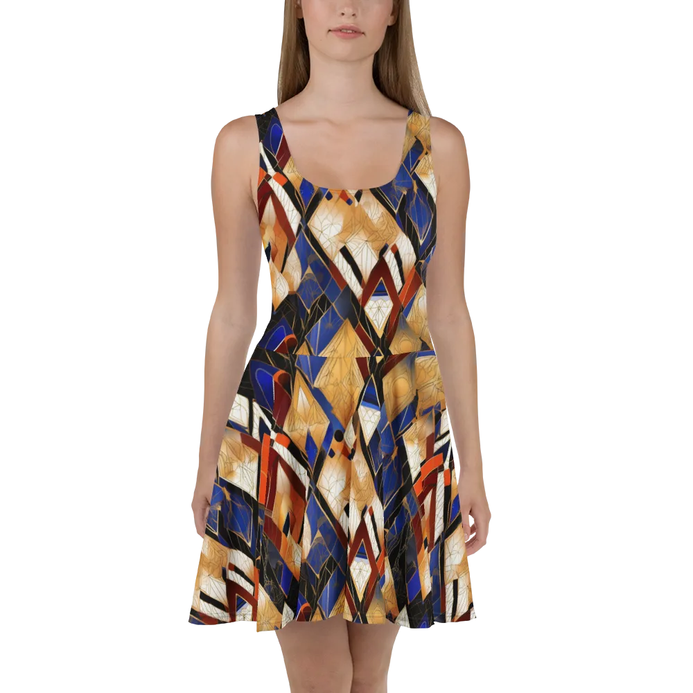 Royal Geometry on Skater Dress — Front