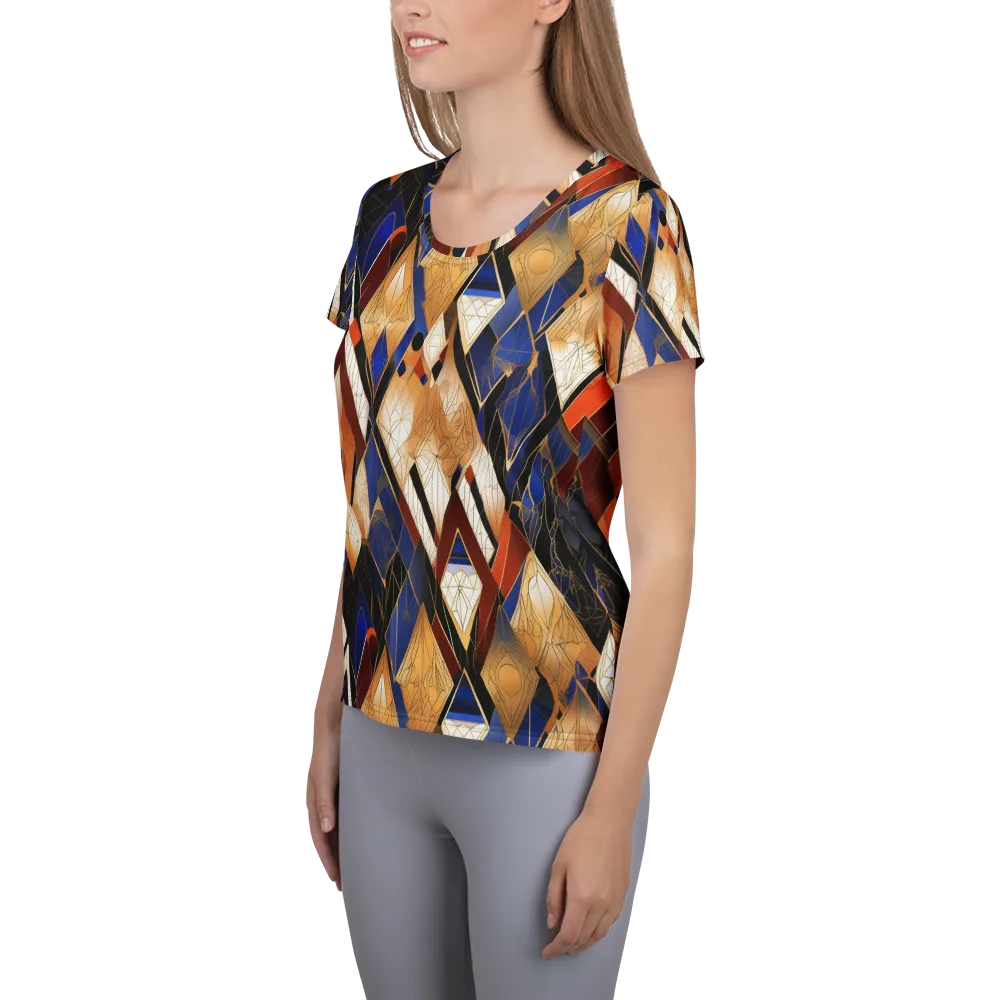 Royal Geometry on Women's Athletic T-Shirt — Left