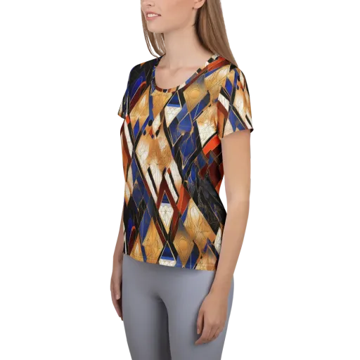 Royal Geometry on a Women's Athletic T-Shirt