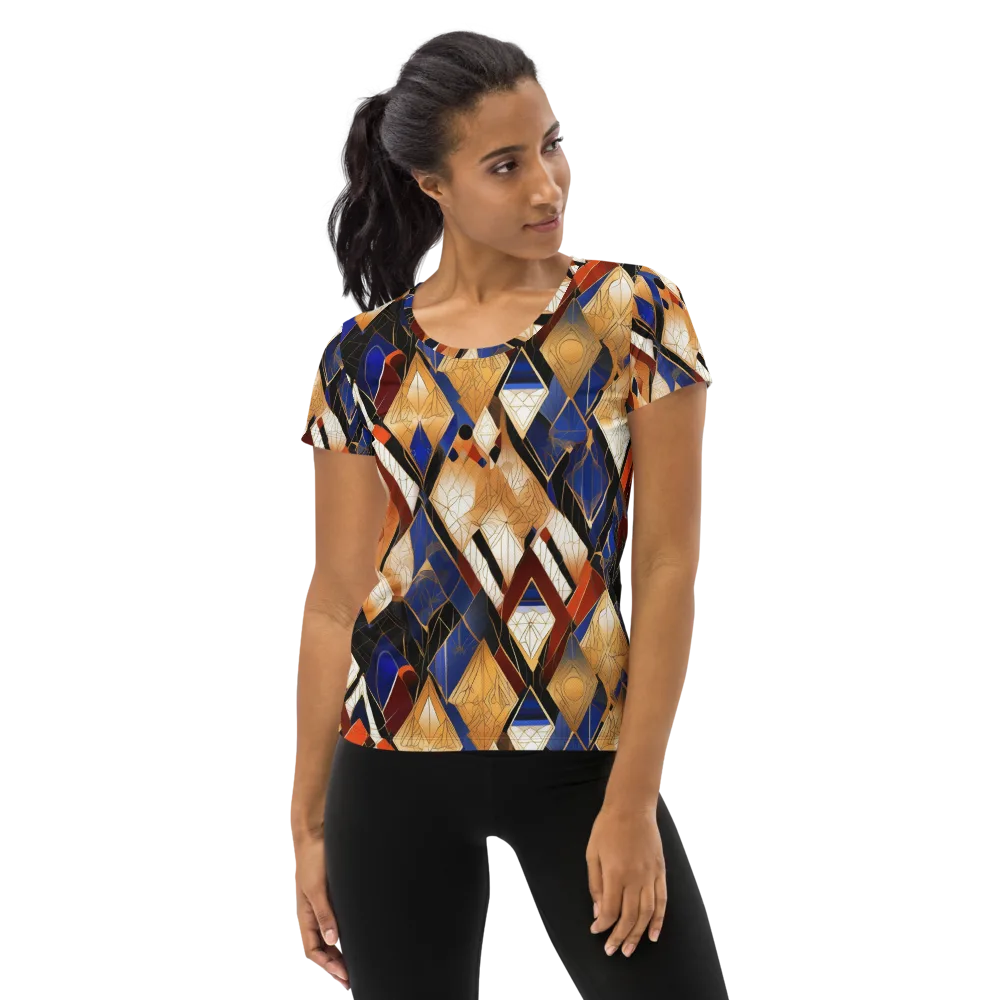 Royal Geometry on Women's Athletic T-Shirt — Front