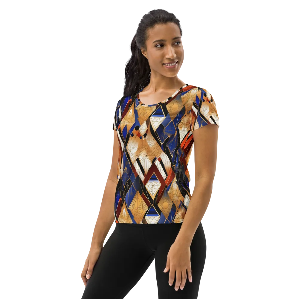 Royal Geometry on Women's Athletic T-Shirt — Left