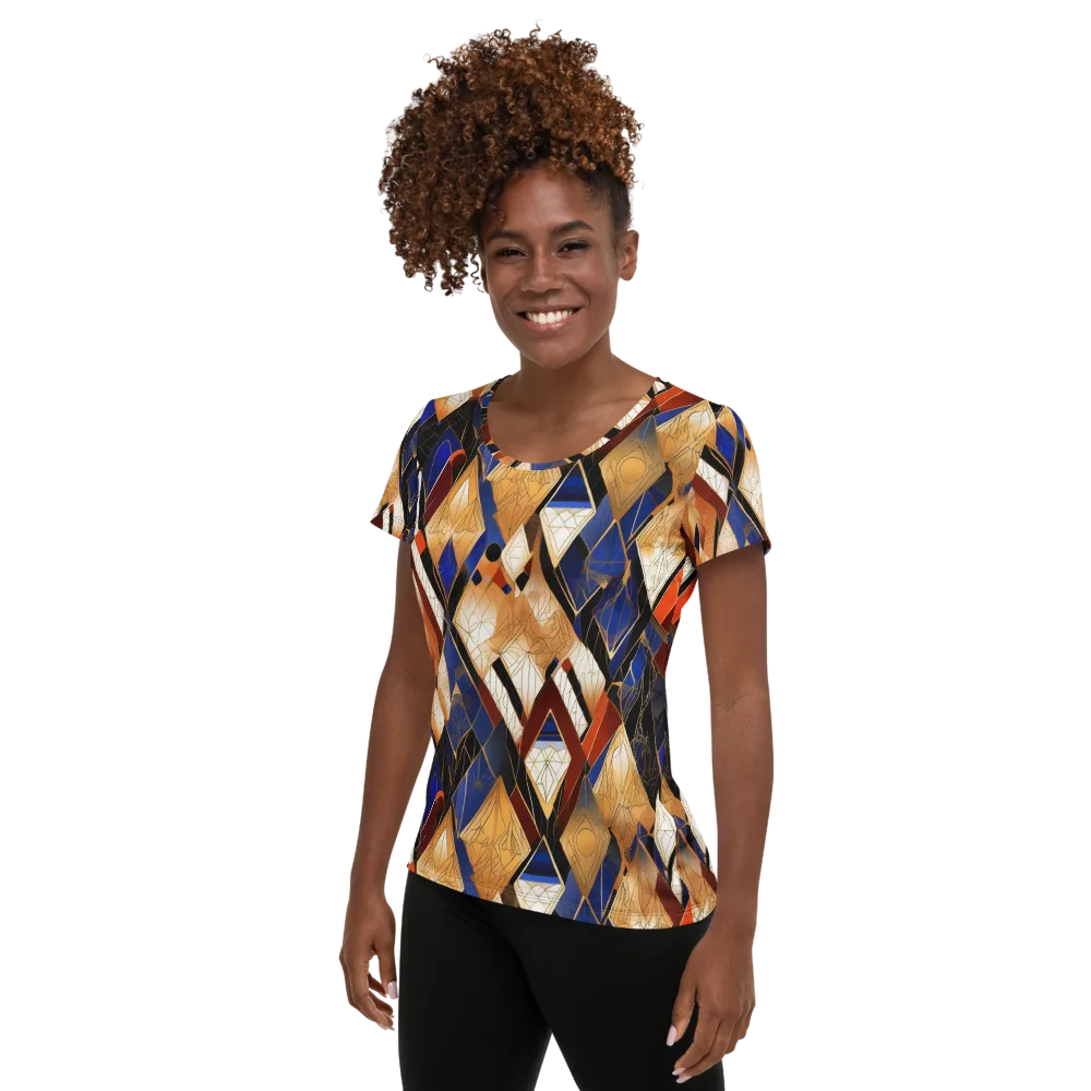 Royal Geometry on Women's Athletic T-Shirt — Left