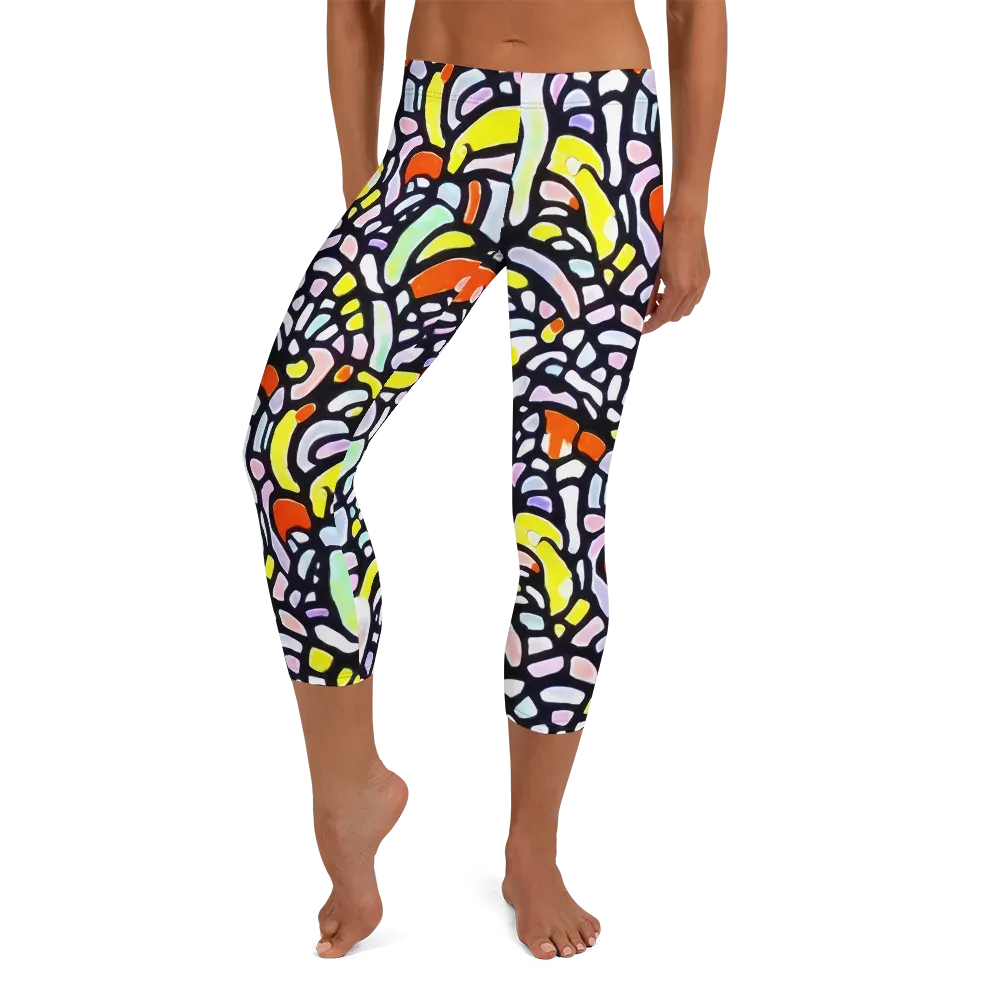 Cubist Carousel on Capri Leggings — Front