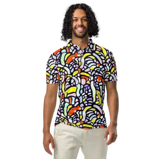 Cubist Carousel on a Men's Slim Fit Polo Shirt