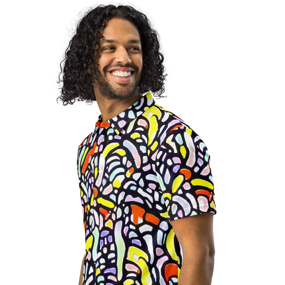 Cubist Carousel on Men's Slim Fit Polo Shirt — Left Front