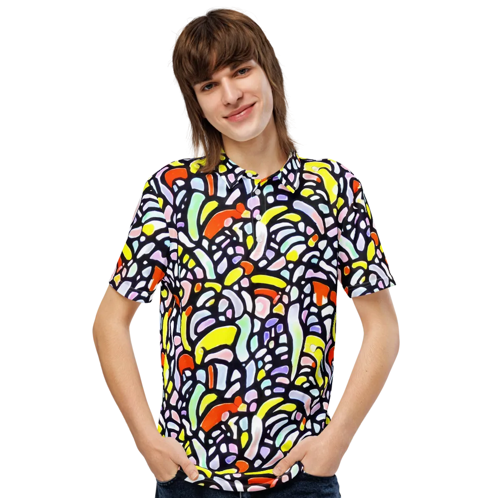 Cubist Carousel on Men's Slim Fit Polo Shirt — Front