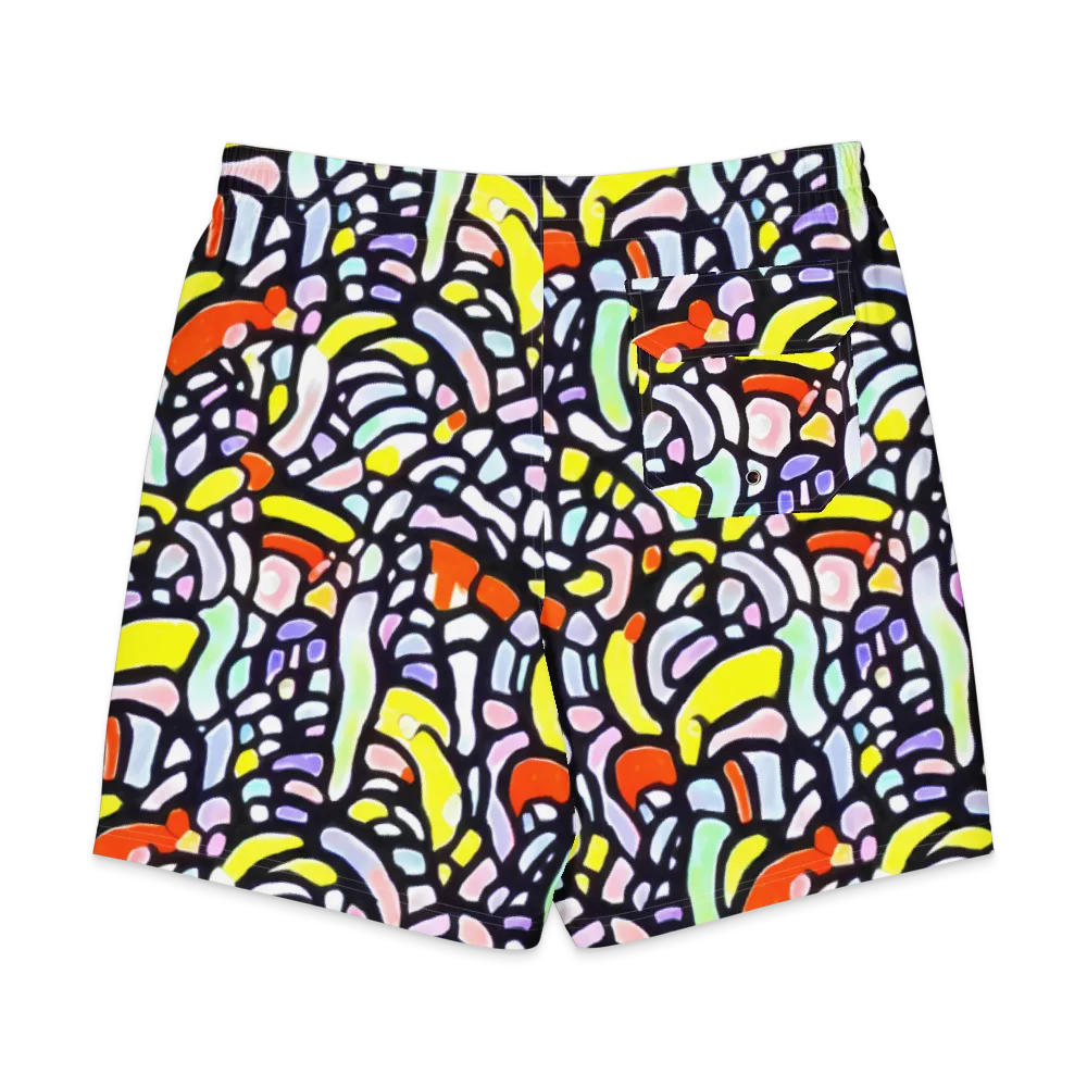 Cubist Carousel on Men's Board Shorts — Back