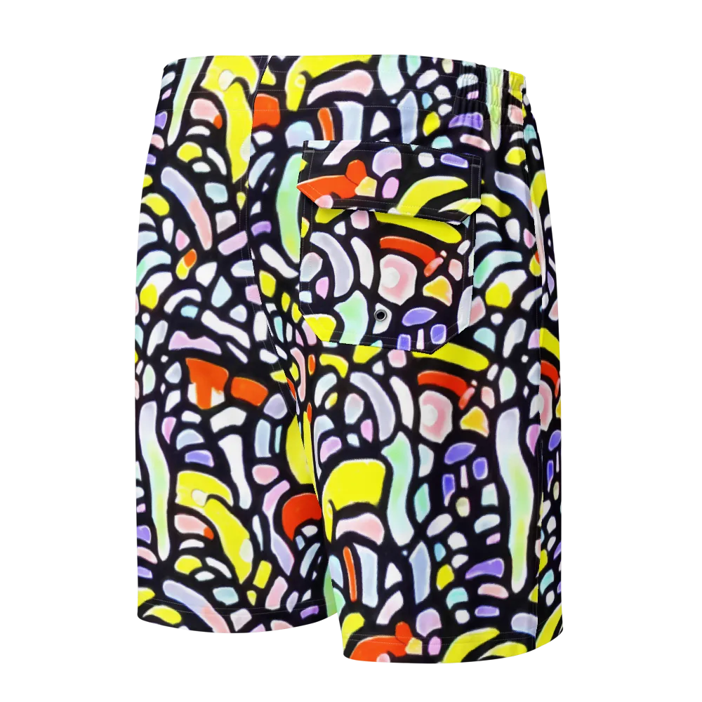 Cubist Carousel on Men's Board Shorts — Back