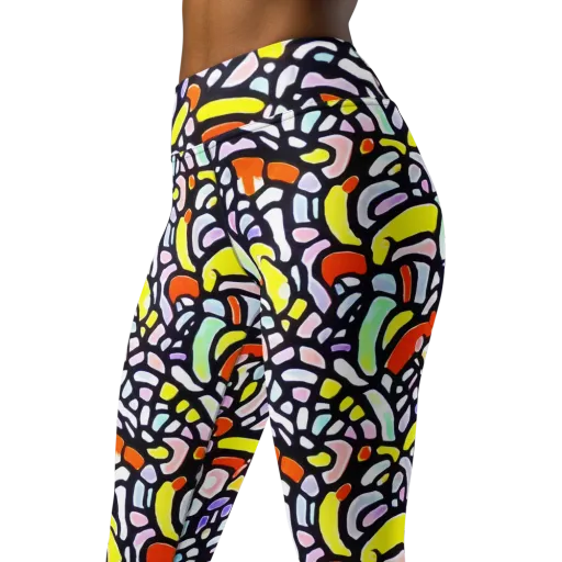 Cubist Carousel on a Yoga Leggings