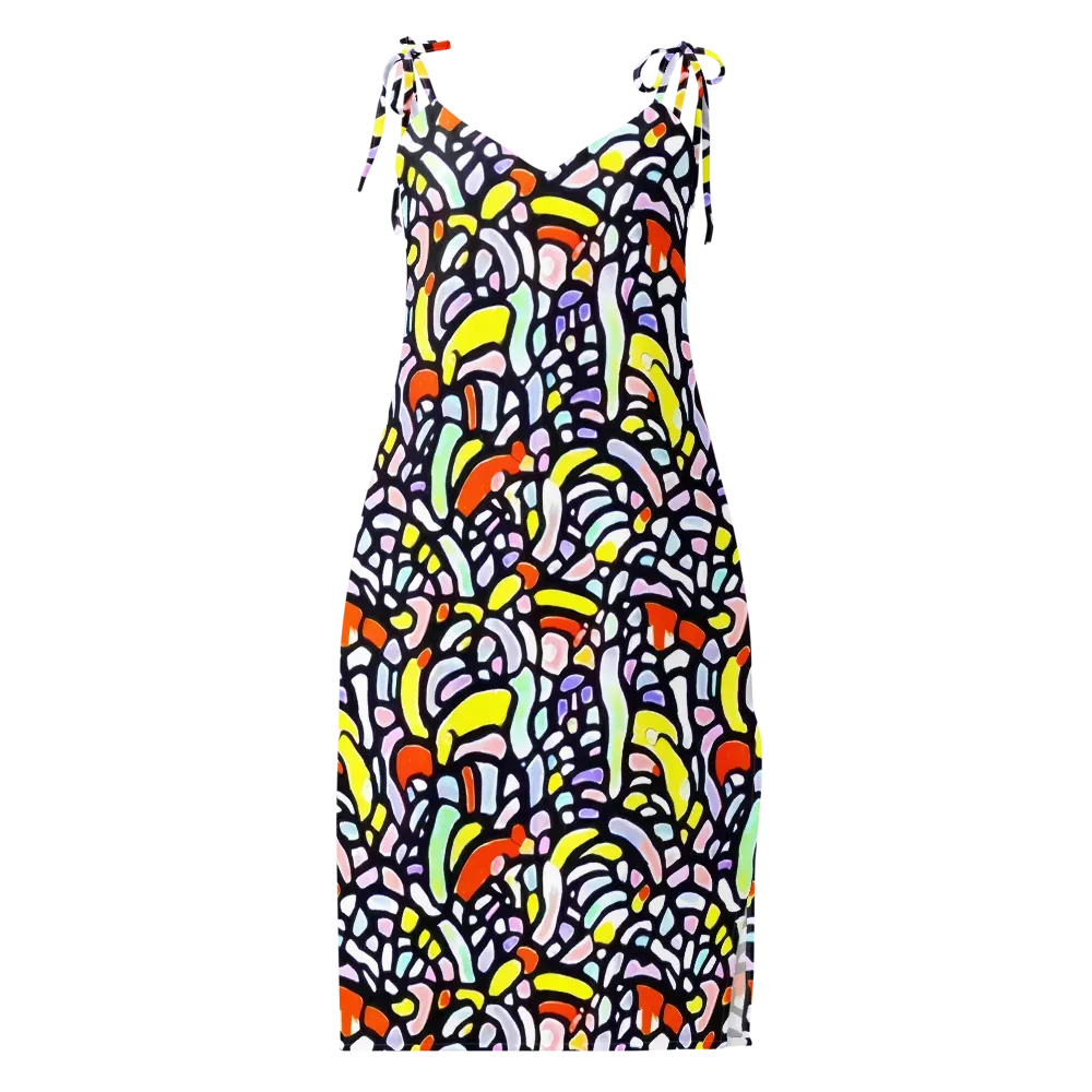 Cubist Carousel on Slip Dress — Front