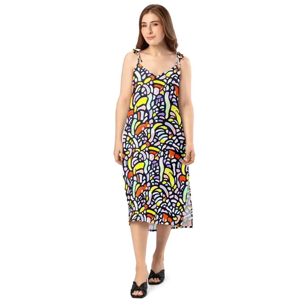 Cubist Carousel on Slip Dress — Front