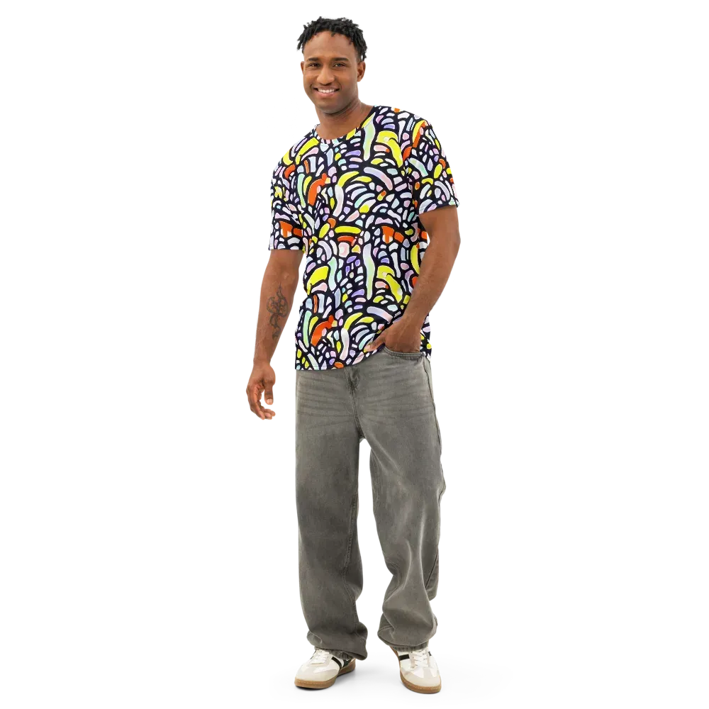 Cubist Carousel on Men's Cotton Crew Neck T-Shirt — Front