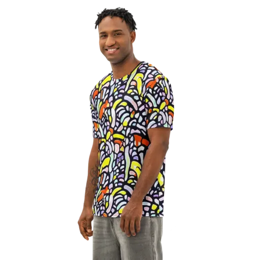 Cubist Carousel on a Men's Cotton Crew Neck T-Shirt