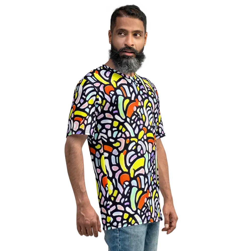 Cubist Carousel on Men's Crew Neck T-Shirt — Right