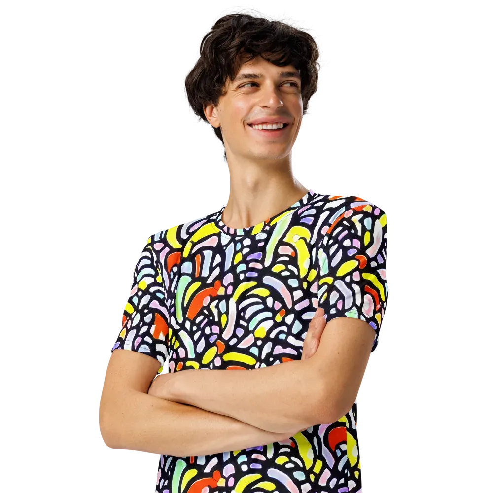 Cubist Carousel on Men's Crew Neck T-Shirt — Left Front