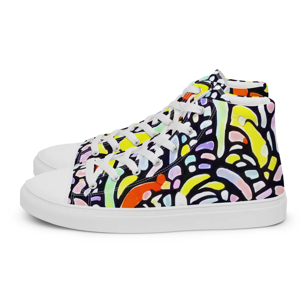 Cubist Carousel on Men's High Top Canvas Shoes — Left