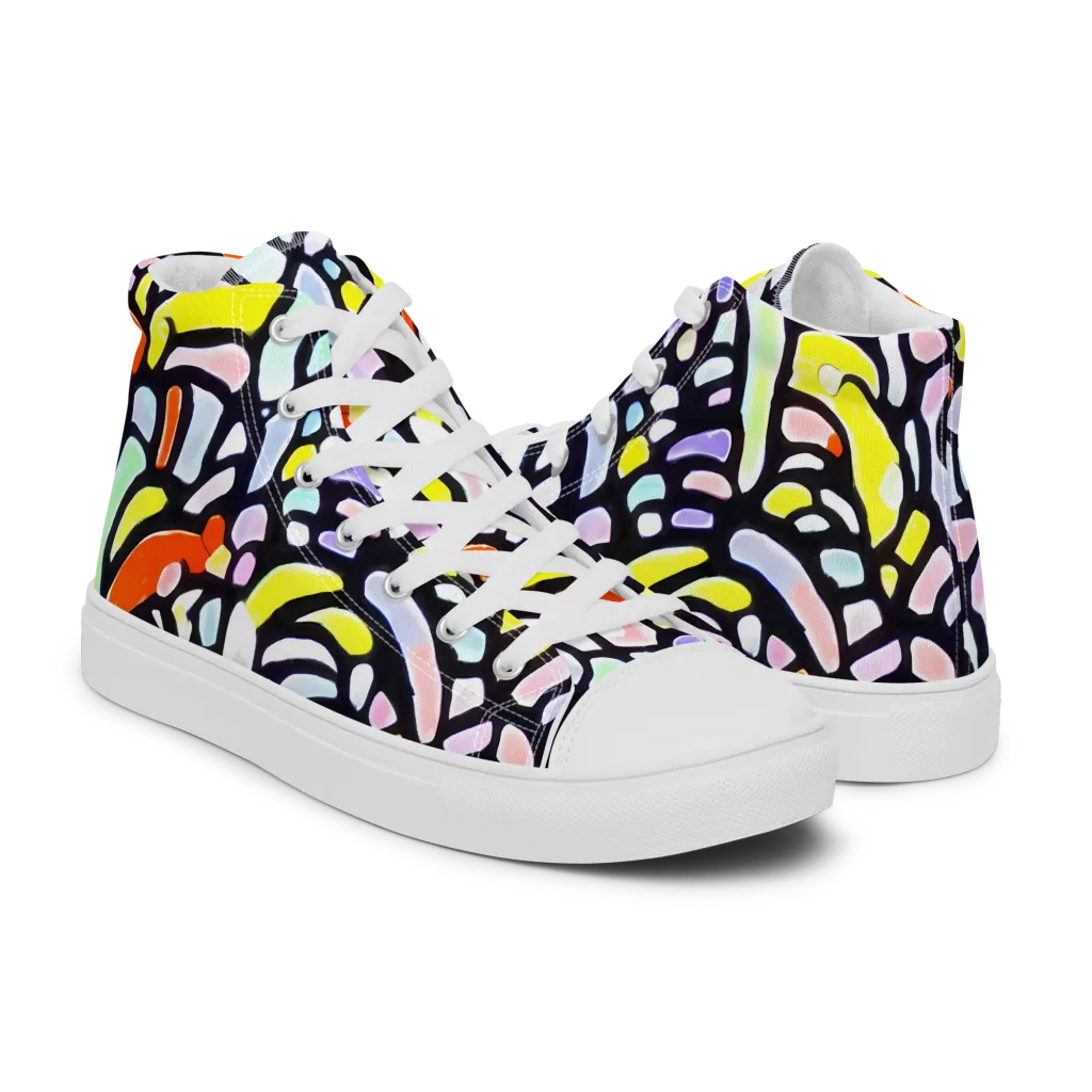 Cubist Carousel on Men's High Top Canvas Shoes — Right