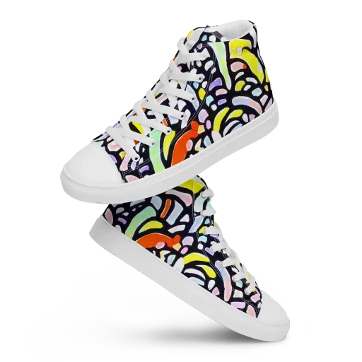 Cubist Carousel on a Men's High Top Canvas Shoes