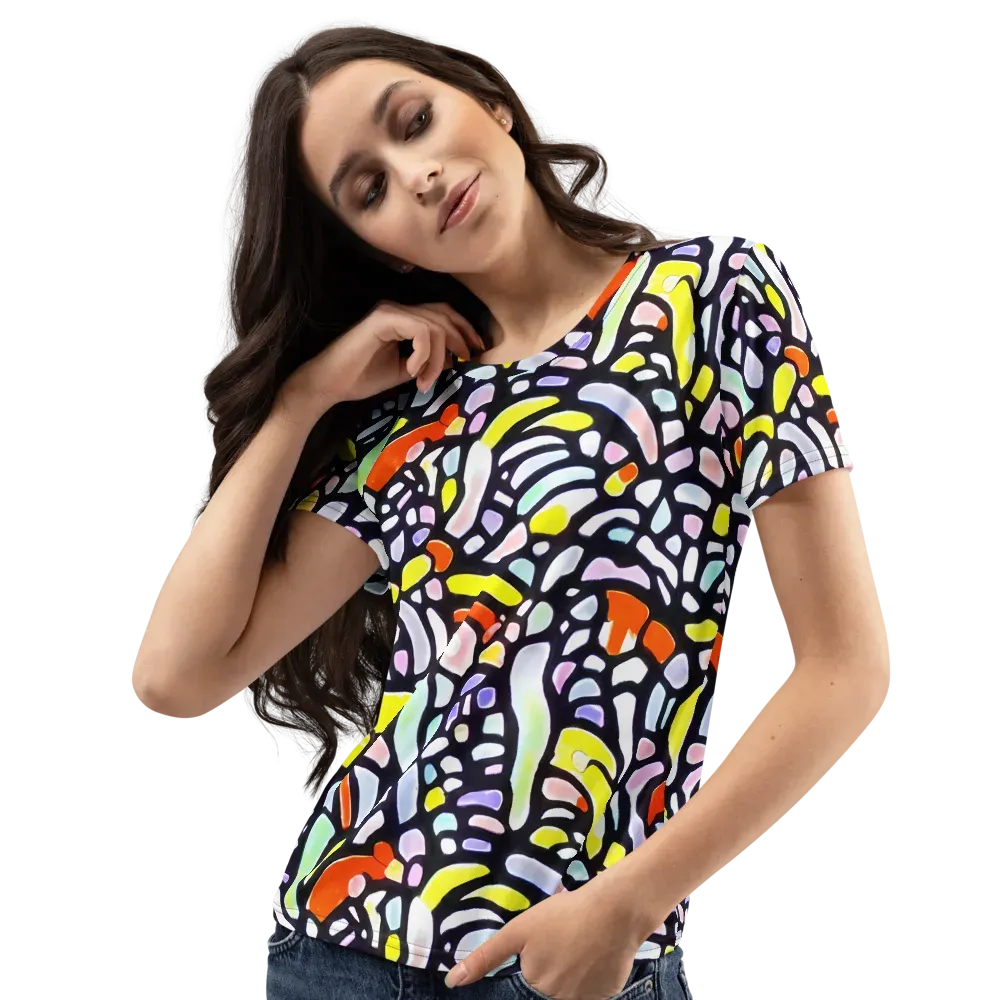Cubist Carousel on Women's Crew Neck T-Shirt — Left Front