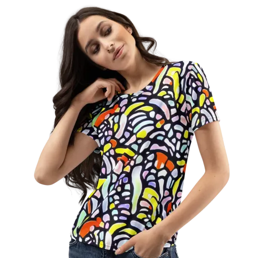Cubist Carousel on a Women's Crew Neck T-Shirt