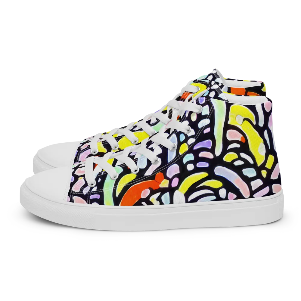 Cubist Carousel on Women's High Top Canvas Shoes — Left