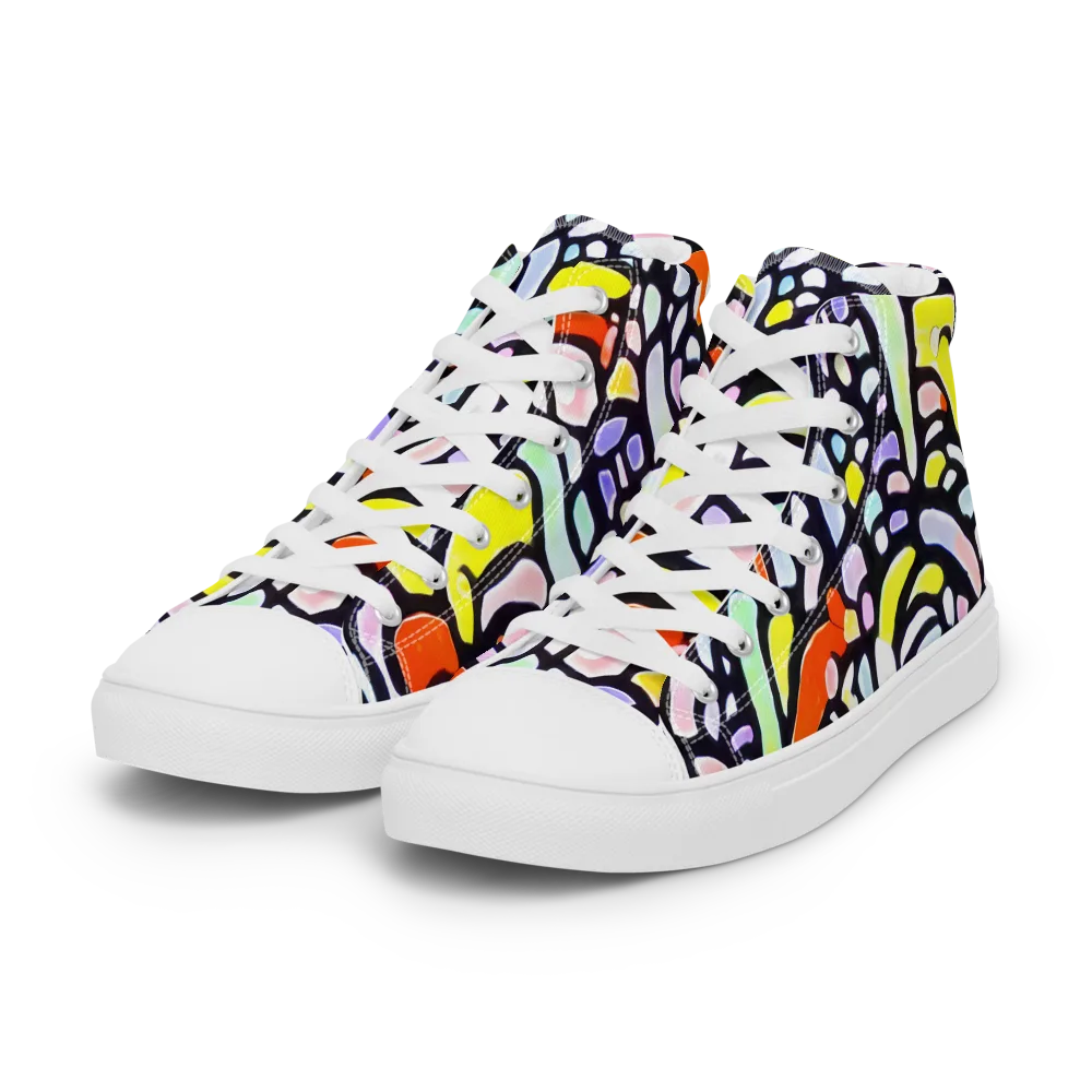 Cubist Carousel on Women's High Top Canvas Shoes — Left Front