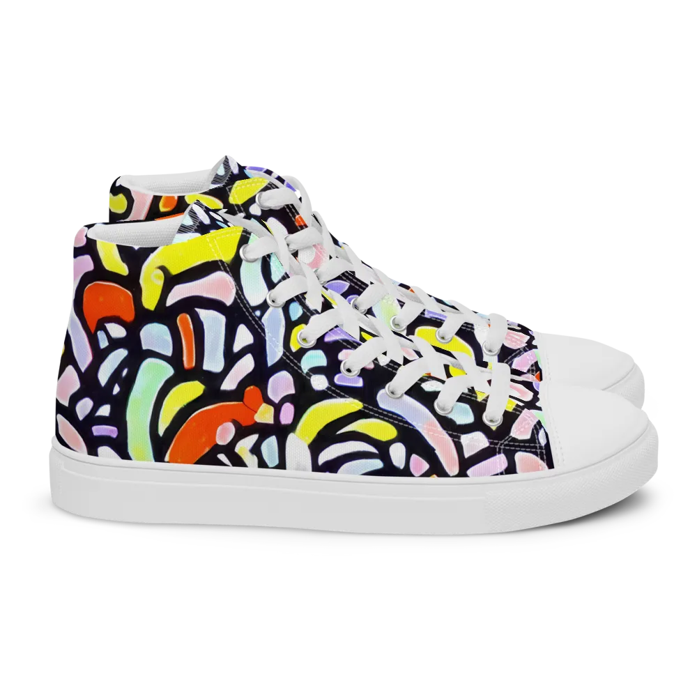 Cubist Carousel on Women's High Top Canvas Shoes — Right