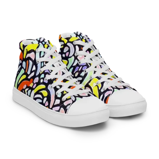 Cubist Carousel on a Women's High Top Canvas Shoes