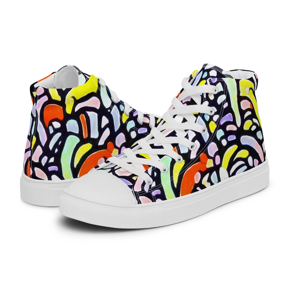 Cubist Carousel on Women's High Top Canvas Shoes — Left