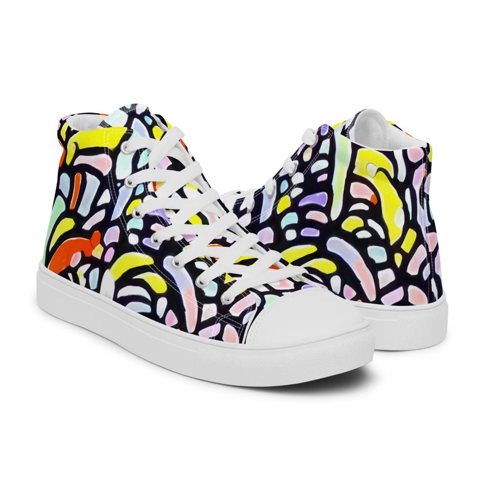 Cubist Carousel on Women's High Top Canvas Shoes — Right