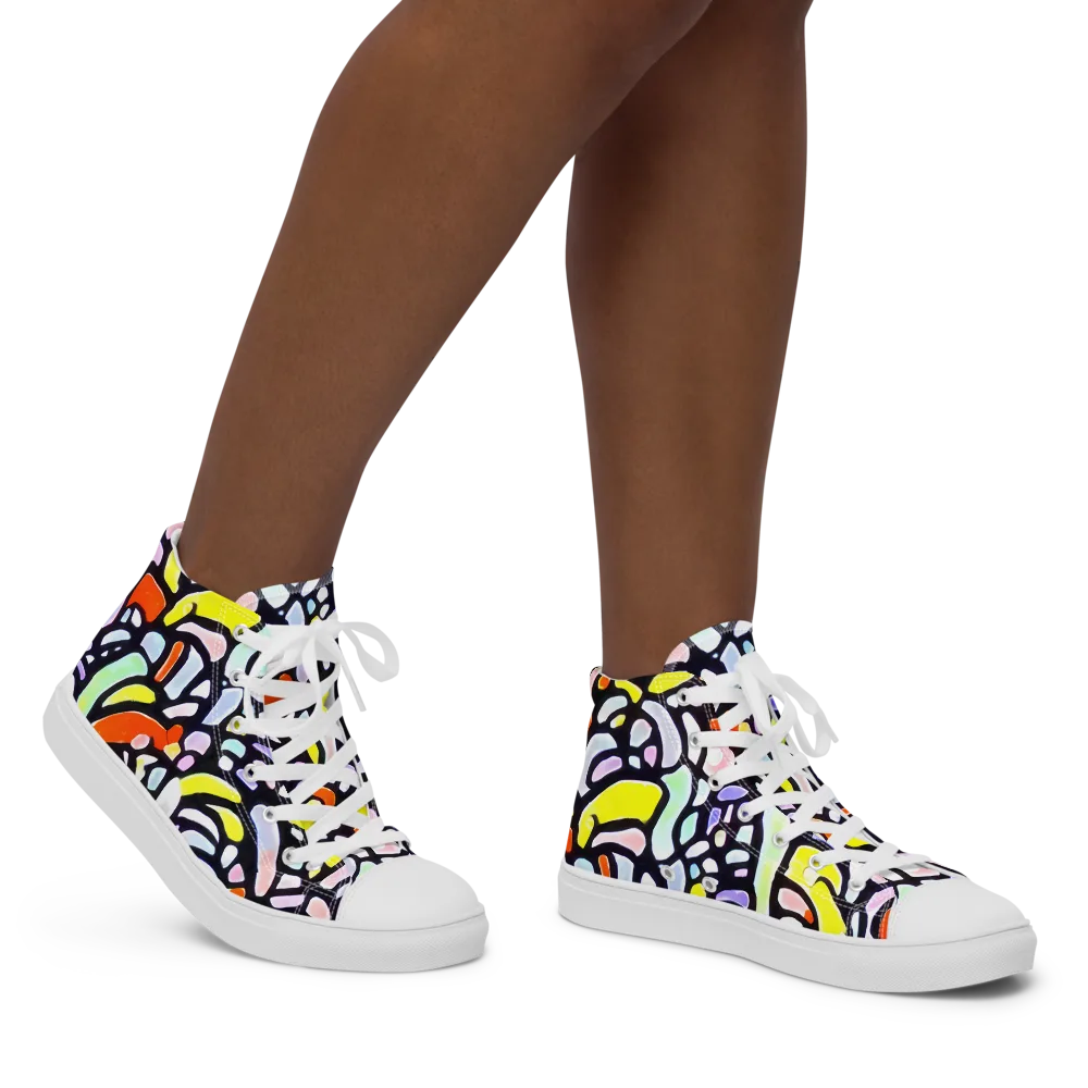Cubist Carousel on Women's High Top Canvas Shoes — Right