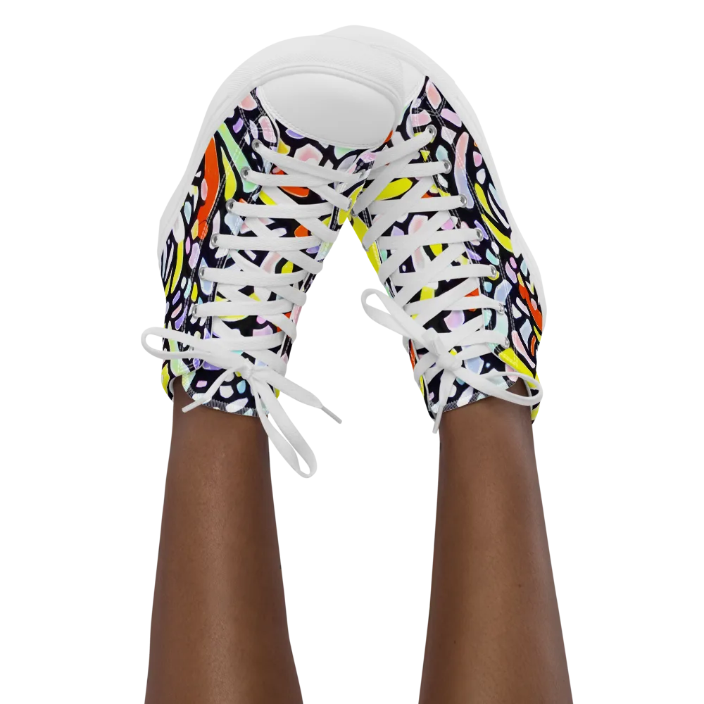 Cubist Carousel on Women's High Top Canvas Shoes — Front