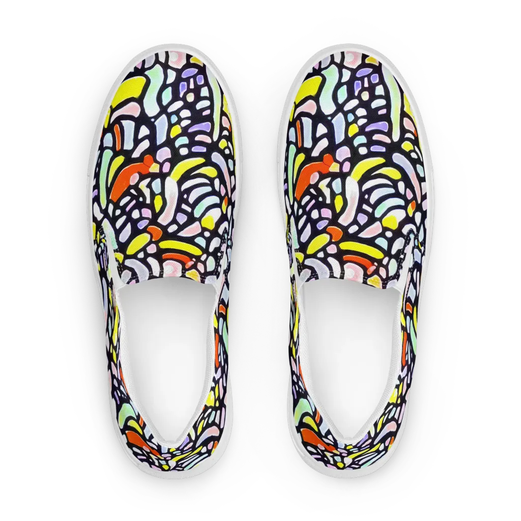Cubist Carousel on Men's Slip-On Canvas Shoes — Front