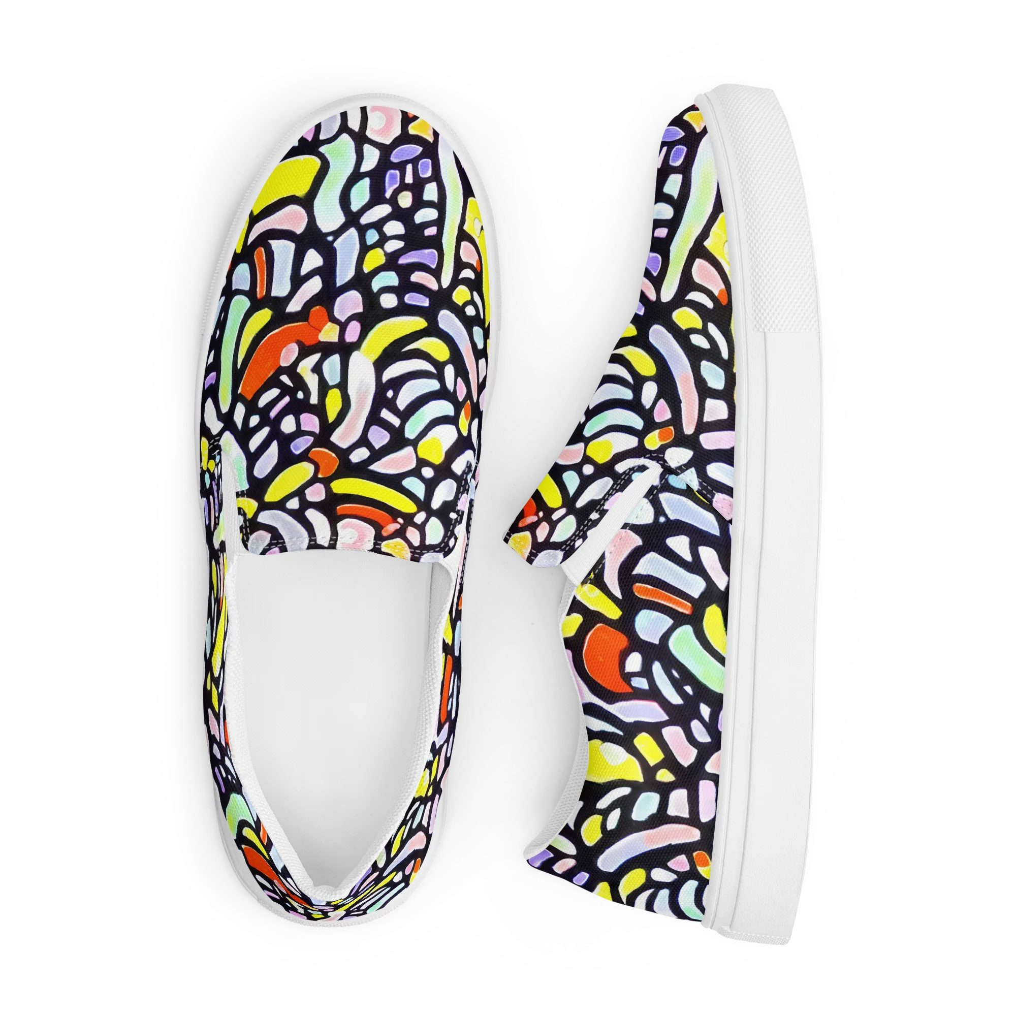 Cubist Carousel on Men's Slip-On Canvas Shoes — Front