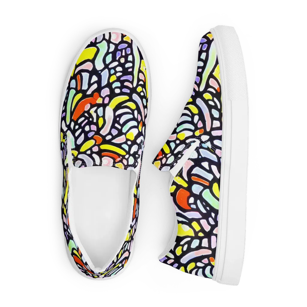 Cubist Carousel on Men's Slip-On Canvas Shoes — Front