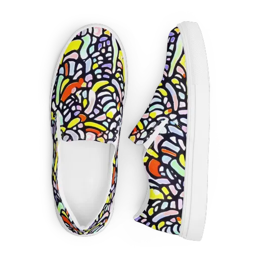 Cubist Carousel on a Men's Slip-On Canvas Shoes