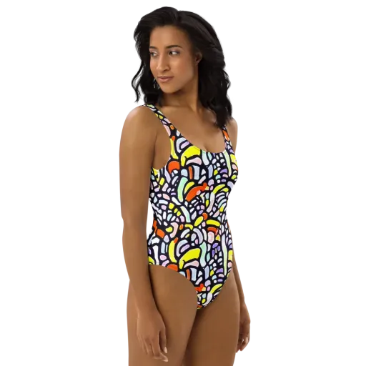 Cubist Carousel on a One-Piece Swimsuit