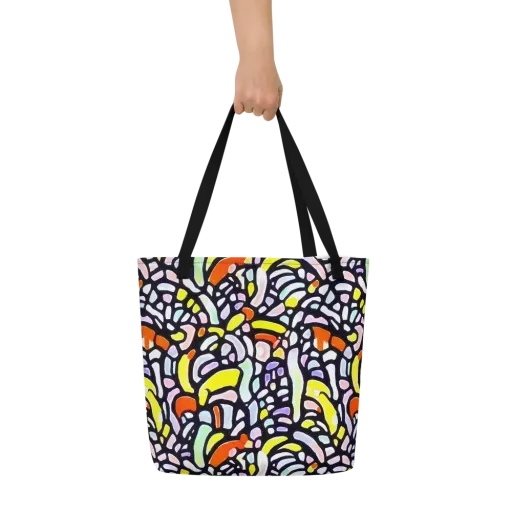 Cubist Carousel on a Large Tote Bag W/ Pocket