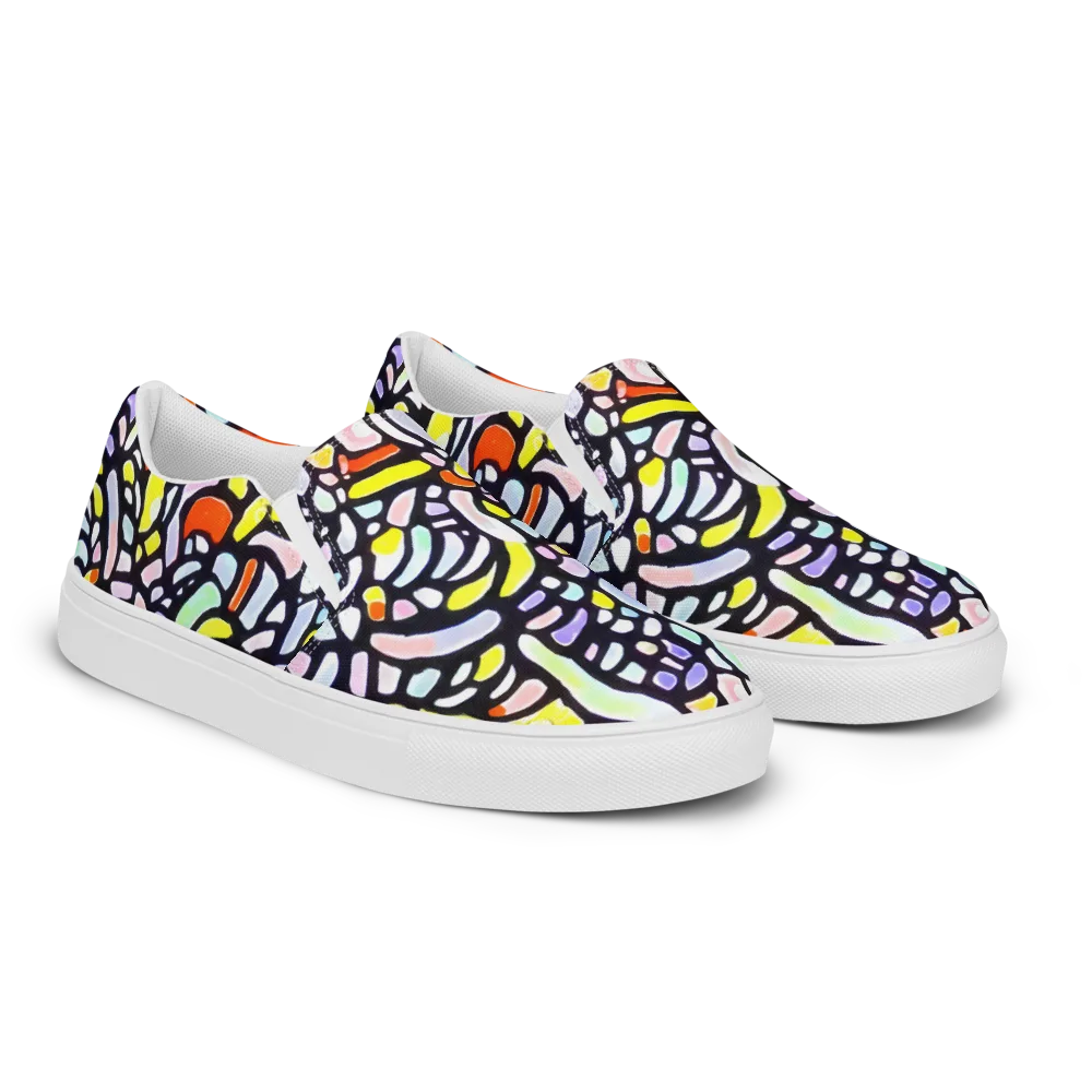Cubist Carousel on Women's Slip-On Canvas Shoes — Right Front