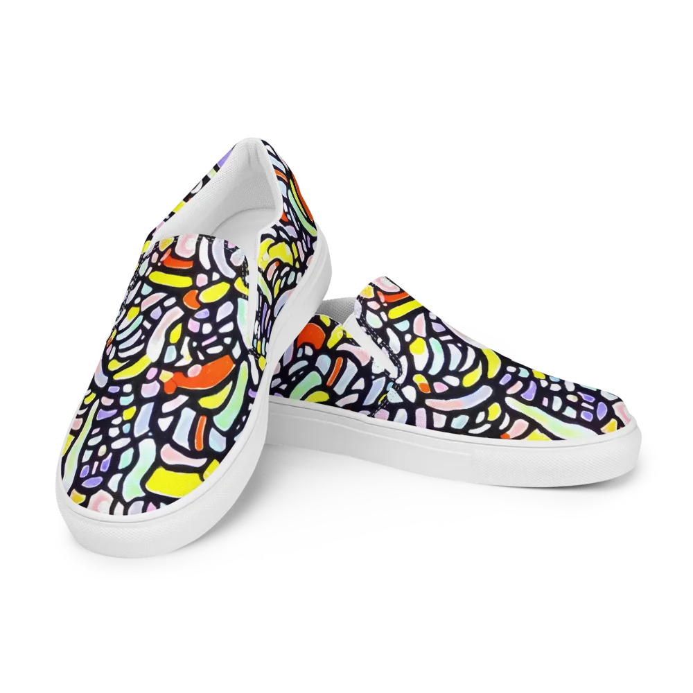 Cubist Carousel on Women's Slip-On Canvas Shoes — Left Front