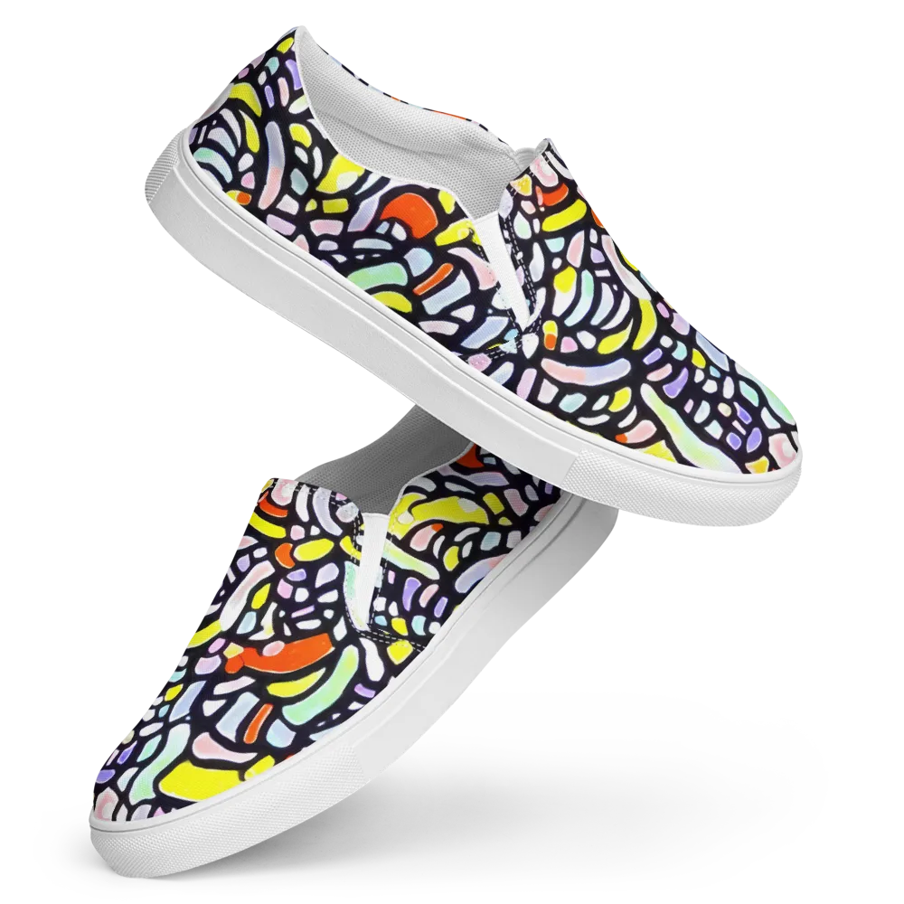 Cubist Carousel on Women's Slip-On Canvas Shoes — Front
